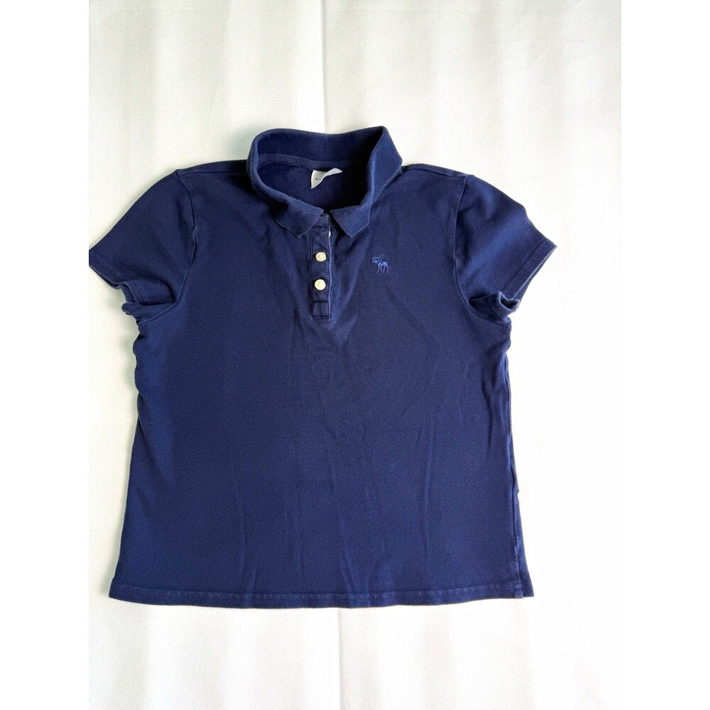 Abercrombie Kids Blue Cotton Solid Polo Shirt Short Sleeve Collared 8-10
